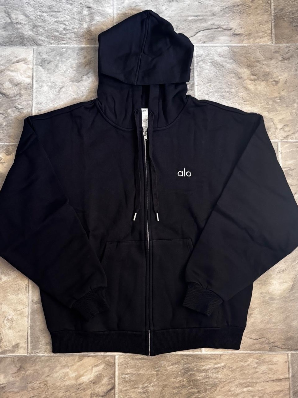 ALO Yoga Men’s Black Full-Zip Hooded Sweatshirt